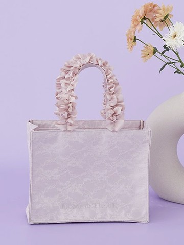 精緻蕾絲立方型荷葉摺邊手提袋【S】(08001356000) - Maison de FLEUR