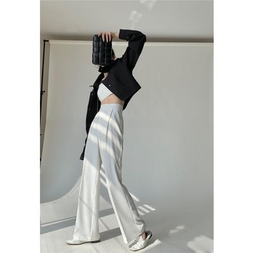 PAPERLLL白色闊腿褲高腰直筒垂感寬松西裝褲子女新款2025爆款春季