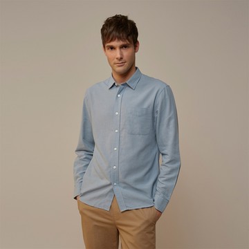 GIORDANO  男裝棉麻素色長袖襯衫 【多色任選】