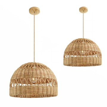 ??快速出貨?? 附發票 跨境北歐風手工編織燈罩客廳餐廳藤編燈具民宿臥室裝飾竹編吊燈