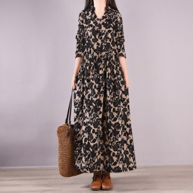ワンピース レディース 秋服 大人可愛い カジュアル おでかけ デート フレア Aライン 綺麗め 上品 柄 花柄 旅行 代30代 ブラウン ブラ 通販 Lineポイント最大1 0 Get Lineショッピング