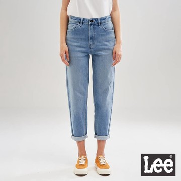 Lee 411 保暖彈性高腰舒適小直筒牛仔褲 女 中淺藍洗水 LL220311292