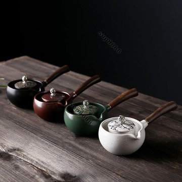 桃園出貨黑檀木測把茶壺複古小青柑泡茶壺單壺功夫茶具帶過濾長手把壺