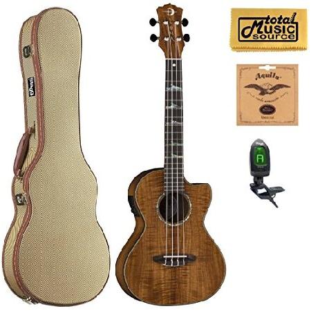 Luna UKE HTT KOA Tenor Ukulele with Built-in Preamp TMS Case Bundle