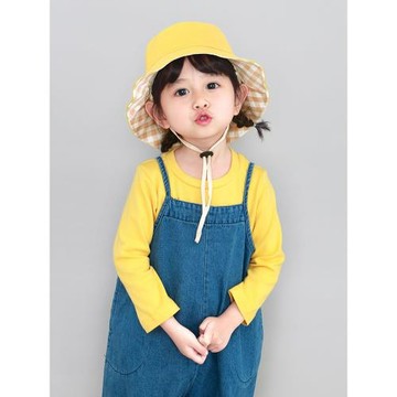 兒童帽子春秋幼兒小黃帽女童漁夫帽寶寶防曬帽男童遮陽帽親子秋款
