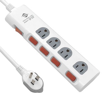 【威電】CK-3541 3孔5開4座 掛孔 加大間距 電腦線 延長線 6尺/9尺(平貼 拉環 插頭 好拔 過載斷電 電源線組)