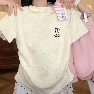 🌸YR🌸 兒童短袖 女童短袖T恤 中大童短袖 女童純棉短袖T恤2026新款兒童修身上衣中大童夏季短款褶皺t恤女夏