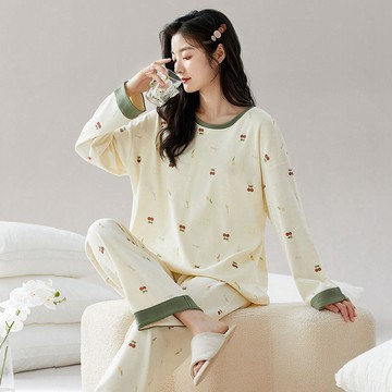 【臺灣出貨❗❗免運】睡衣女長袖 純棉家居服長袖 圓領薄款套裝 少女可愛睡衣