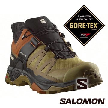 【SALOMON 法國】男低筒登山鞋GT X ULTRA 4『卡其棕/焦糖褐/黑』476852 登山鞋 健行鞋 多功能鞋 戶外 露營 登山