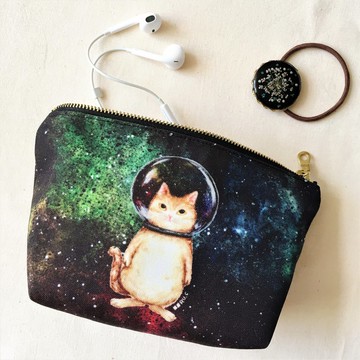 玻璃球貓 宇宙貓 化妝袋 收納包 筆袋
