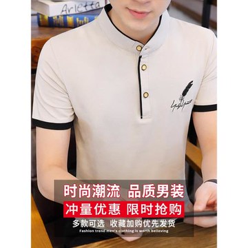 男士短袖t恤2025新款夏季潮流修身V領半袖打底衫純棉POLO衫上衣服