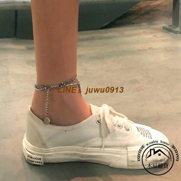 韓版嘻哈蛇骨拼接雙層暗黑冷淡風不銹鋼腳鍊男女潮流配飾【木屋雜貨】