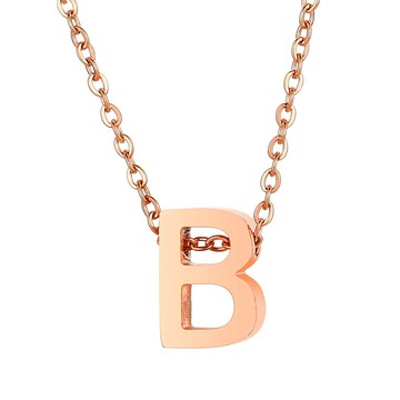 台灣客製化鏈長項鍊 純鋼字母B玫瑰金色鎖骨項鏈－DUSHA ACCESSORY 杜莎飾品