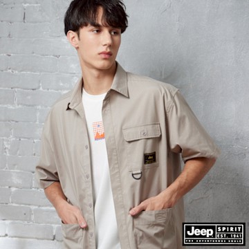 JEEP 男裝 COOLMAX涼感工裝短袖襯衫-卡其色