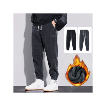 燈芯絨冬季新款休閑褲加絨加厚男士束腳長褲子百搭松緊腰寬松衛褲