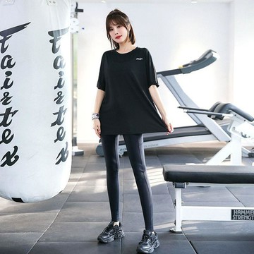 【GMY】大尺碼5XL 春夏新款 大碼寬鬆 速幹運動套裝 女短袖 休閒跑步鍛鍊 瑜伽服健身衣