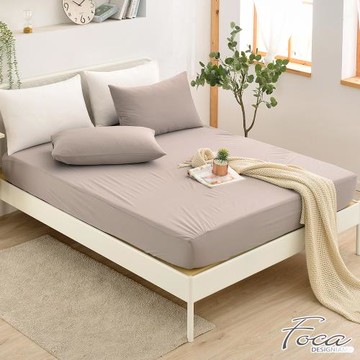 FOCA月盈灰 專業護理級 雙人 100%超防水床包式保潔墊 加高型38公分/護理墊/防塵墊-贈同款保潔枕套x2
