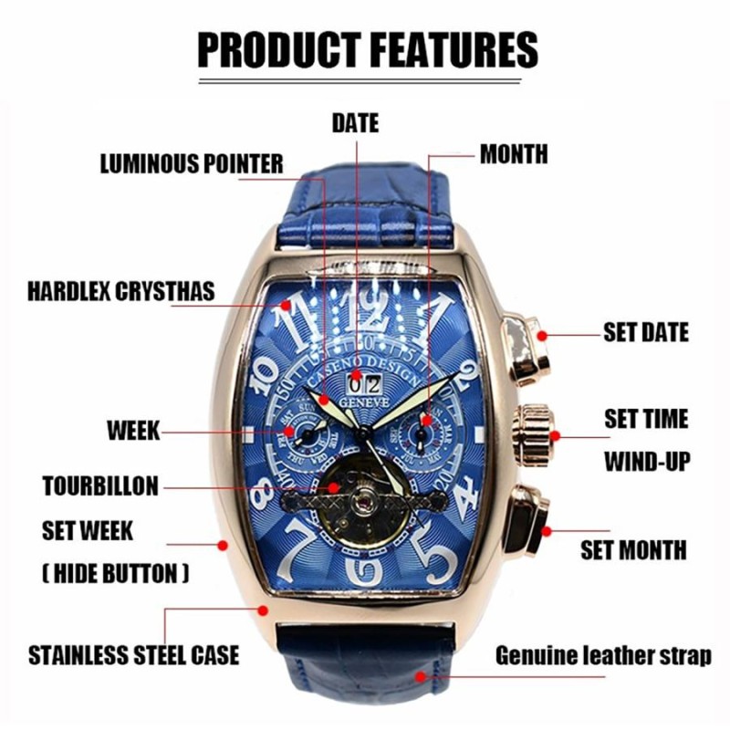 腕時計 海外並行輸入品 高品質 トレンド 海外ブランド 高級腕時計 スケルトン 革ベルト フランクミュラー好きな方必見ブルー | LINEショッピング