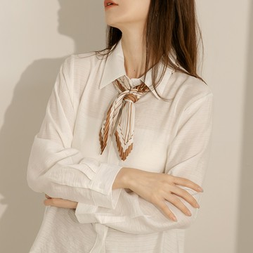 OB嚴選 條紋花朵微光澤絲巾/領巾 《YE088》