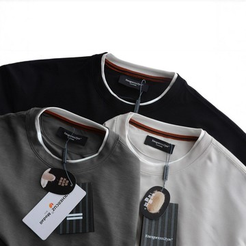 【含莫代爾+桑蠶絲！】秋冬男士撞色圓領打底衫上衣氣質寬松t恤鑫弘-衣錦男裝