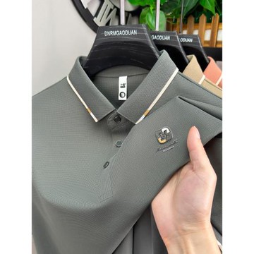 新款休閑男士polo衫2025夏季透氣冰絲短袖t恤無痕速干半袖上衣男