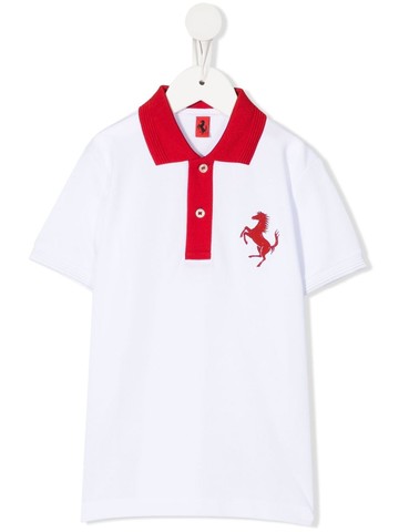 Ferrari Kids - embossed-logo polo shirt - kids - Polyester/Cotton/Spandex/Elastane - 11 yrs - White