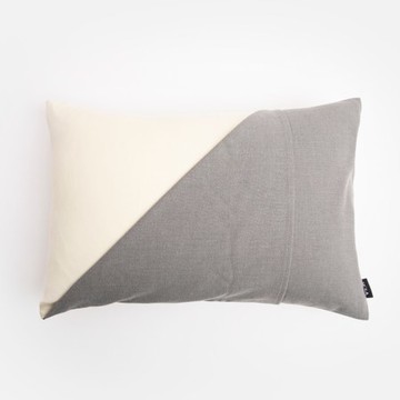 伊登拼接抱枕套33.5x48cm 深灰米