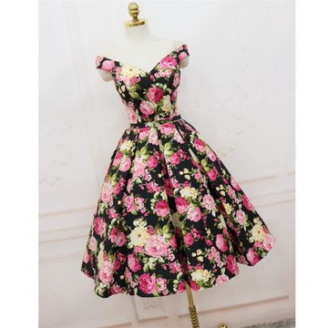 輕奢V領碎花新娘敬酒訂婚伴娘中長款生日宴會年會主持派對晚禮服