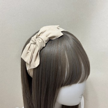 奶杏色 | 細版交織蝴蝶結髮箍