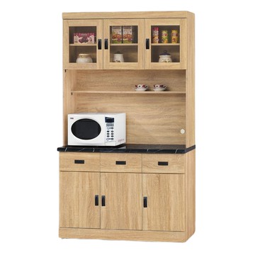 【MUNA 家居】亞伯4尺石面餐櫃/碗盤櫃(全組)(共兩色)原切色