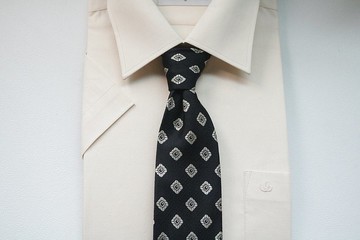 黑色真絲菱形方塊領帶禮盒裝紳士百搭tie