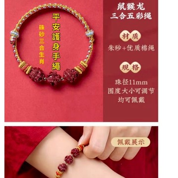 紫南宮過爐✨開光本命年紅繩手鏈 紫金砂生肖紅繩手鍊 平安手繩 紅手繩編 本命年三合化太歲手串 守護神手鍊 手環 手繩禮物