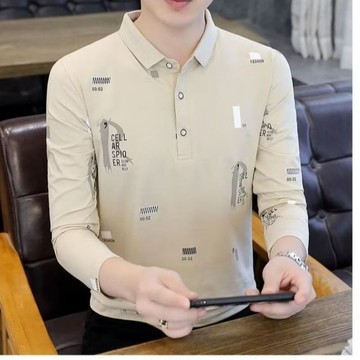 【秋冬】高檔polo衫男士立領長袖t恤秋季潮牌休閒修身長袖體恤男裝上衣服