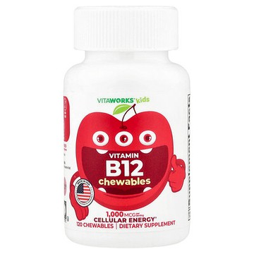 VitaWorks, 兒童，維生素 B12，櫻桃味，120 片咀嚼片