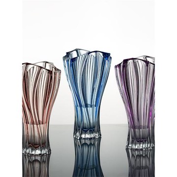 波西米亞bohemia進口水晶玻璃花瓶 歐式復古輕奢彩色客廳寬口