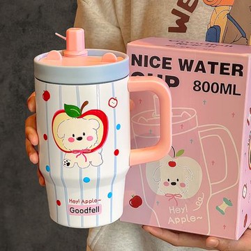 巨無霸吸管保溫杯大容量女2026新款高顏值陶瓷內膽辦公室冰霸水杯