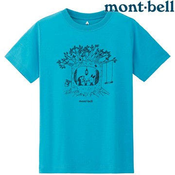Mont-Bell Wickron 兒童排汗短T/幼童排汗衣 1114574 TREE HOUSE LBL 淺藍綠