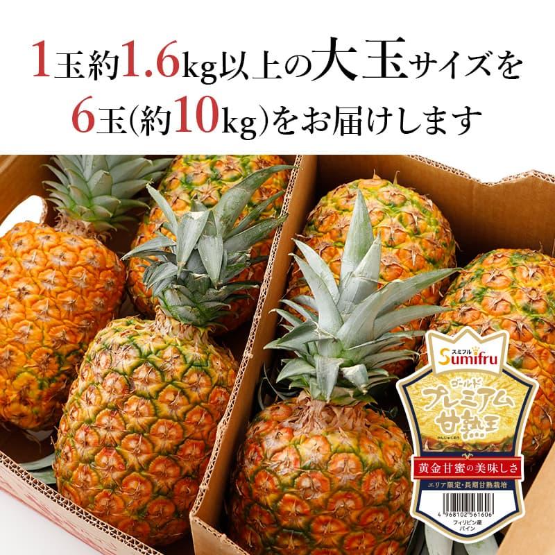 甘熟王ゴールドプレミアムパイン約10kg 6玉 高糖度パイン フィリピン産 スミフル お中元　お歳暮