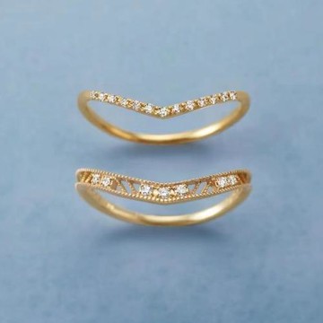 日系aget* 復古鏤空V型疊戴時尚簡約優雅925銀鍍金寶石戒指指環女