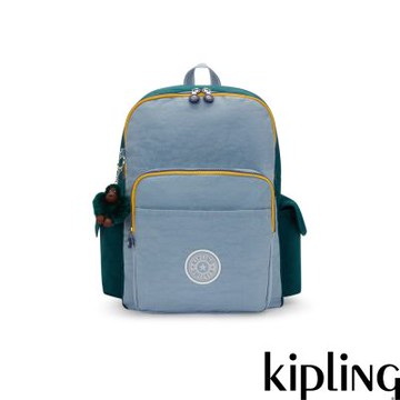 Kipling (網路獨家款)藍底撞色拼接多收納大容量後背包-HOCTOR