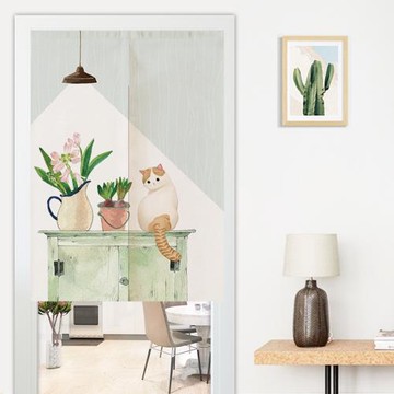 簡約現代小清新卡通布藝門簾家用臥室半簾廚房隔斷簾玄關廁所簾子