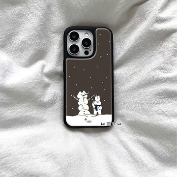 ✨iPhone手機殼✨ins雪夜貓趣適用蘋果17Promax黑邊手機殼iphone17可愛16proma