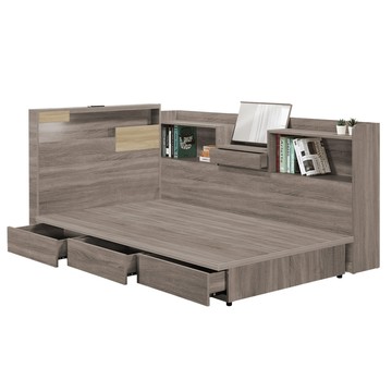 IHouse-日系夢幻100 房間3件組(床片+抽屜底+收納床邊櫃)-單大3.5尺古橡