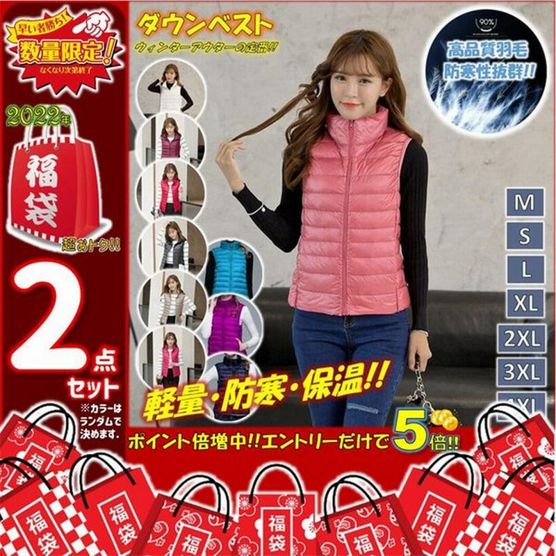 福袋 22 レディース 服 40代 50代 2点入り ダウンベスト 薄手 ダウンジャケット スポーツ 軽い ウルトラ ライトダウン 袖なし ジレ 羽毛 軽量 収納袋付き 通販 Lineポイント最大0 5 Get Lineショッピング