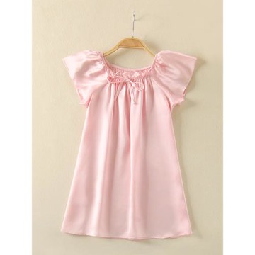 桑蠶絲兒童真絲睡裙中大童女童短袖睡衣公主連衣裙夏天女孩家居服