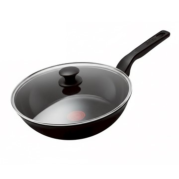 Tefal 特福 綠生活陶瓷不沾系列平底鍋 附玻璃蓋 曜石黑  28cm  1個