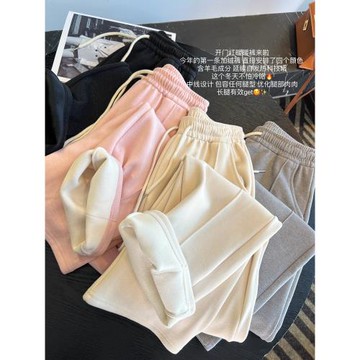 一條過冬！加厚加絨糯米褲女冬新慵懶自發熱綿羊毛寬松休閑褲子