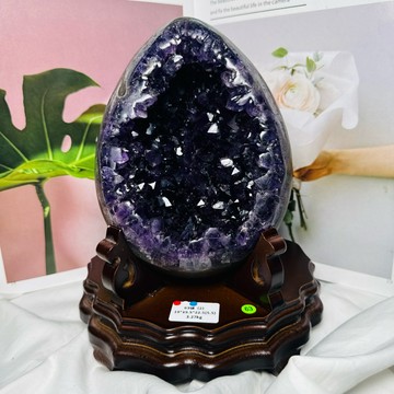 喜歡很紫的買這座🫰63號(2)3.27kg 頂級烏拉圭 拋光皮 紫水晶恐龍蛋晶洞ESPa++❤️水晶洞 紫 A3622