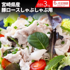 宮崎県産豚ロースしゃぶしゃぶ用 3kg 6回定期便　N0136-B614