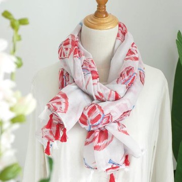 秋山 2025春夏棉麻圍巾女 文藝范繪畫風絲巾薄款旅游拍照披肩